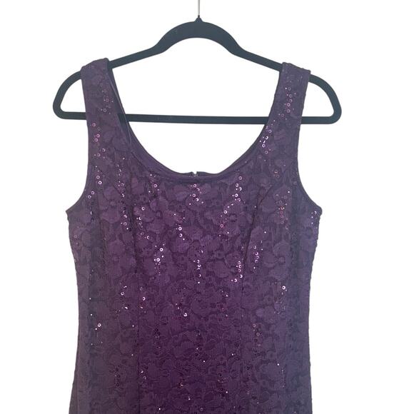 SLNY Purple Sequin Lace Dress NWT‎ Size 8 - Picture 4 of 11